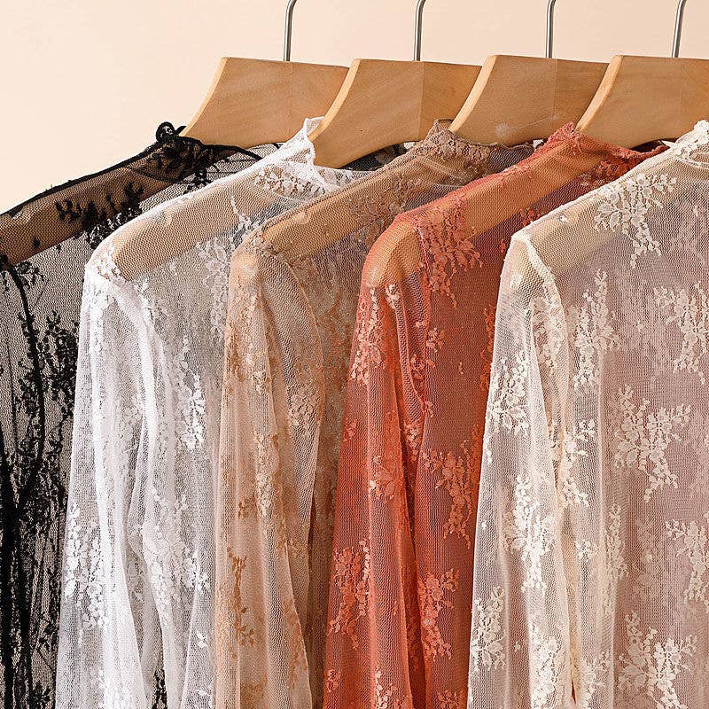 Lace Mesh Top: Rust / Missy / S