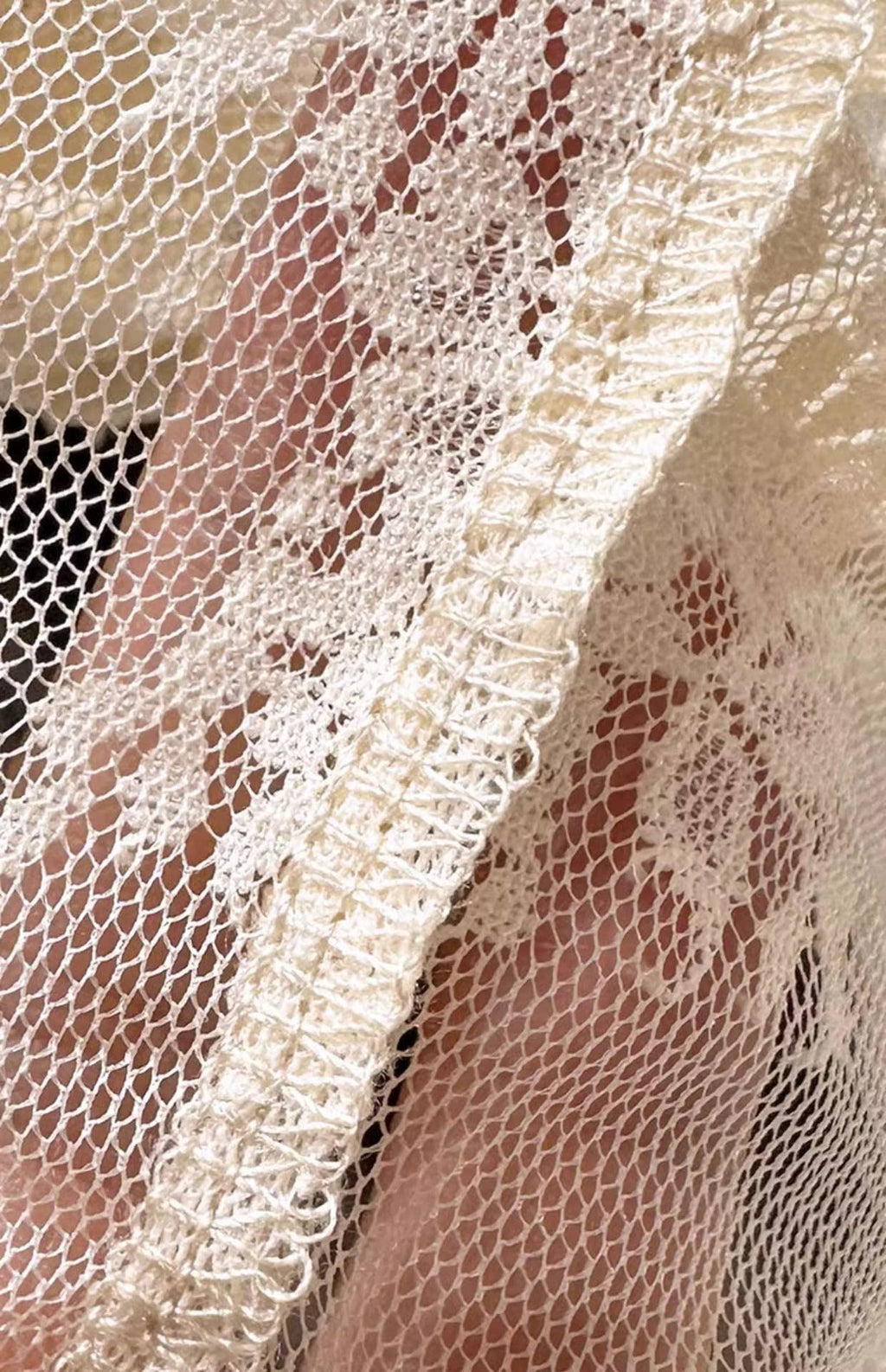 Floral Lace Sheer Mesh V-Neck Fitted Layered Tank Top: Beige / S/M