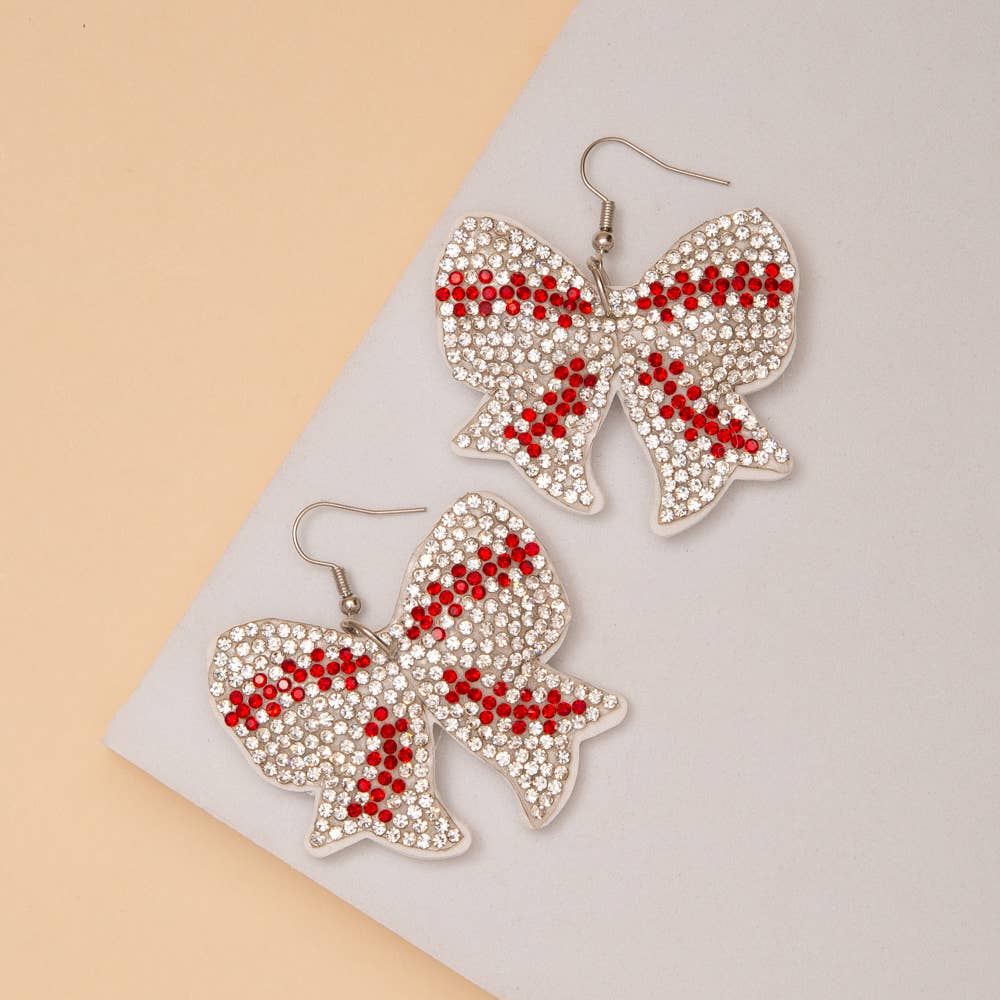 Sporty Bow Earrings: Baseball