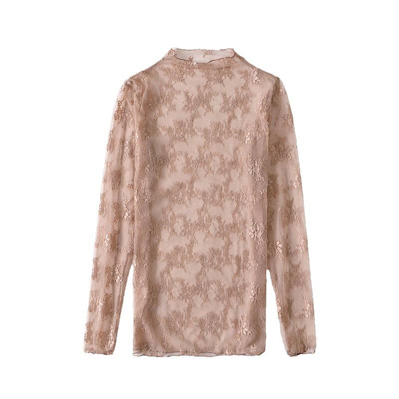 Lace Mesh Top: Coffee / Missy / L
