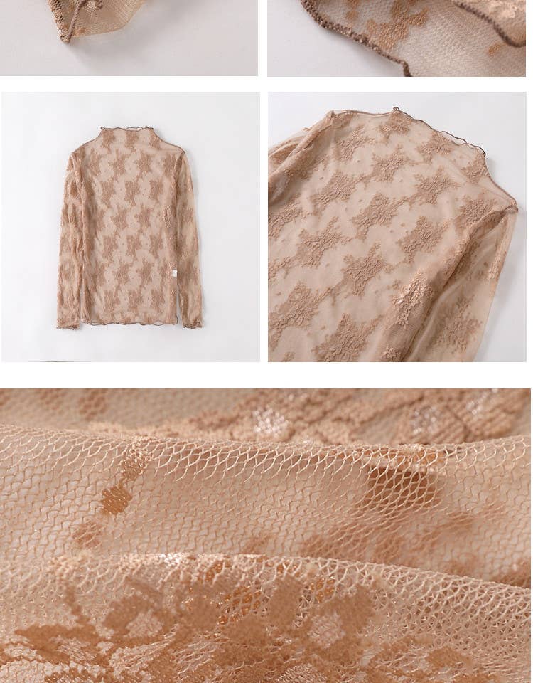 Lace Mesh Top: Coffee / Missy / L