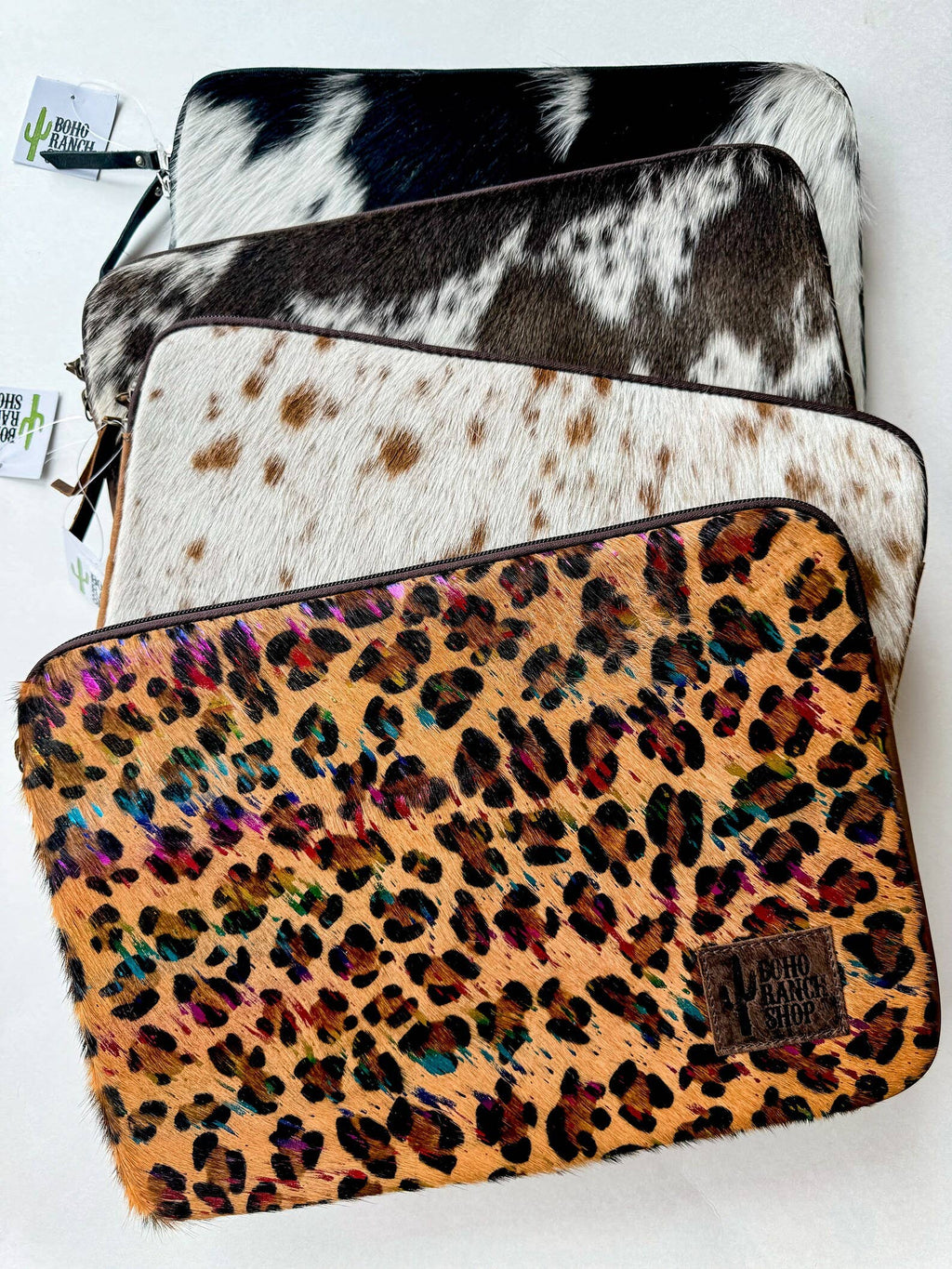 Cowhide Laptop Computer Tech Sleeve Pouch - Leather Back: TAN - LARGE