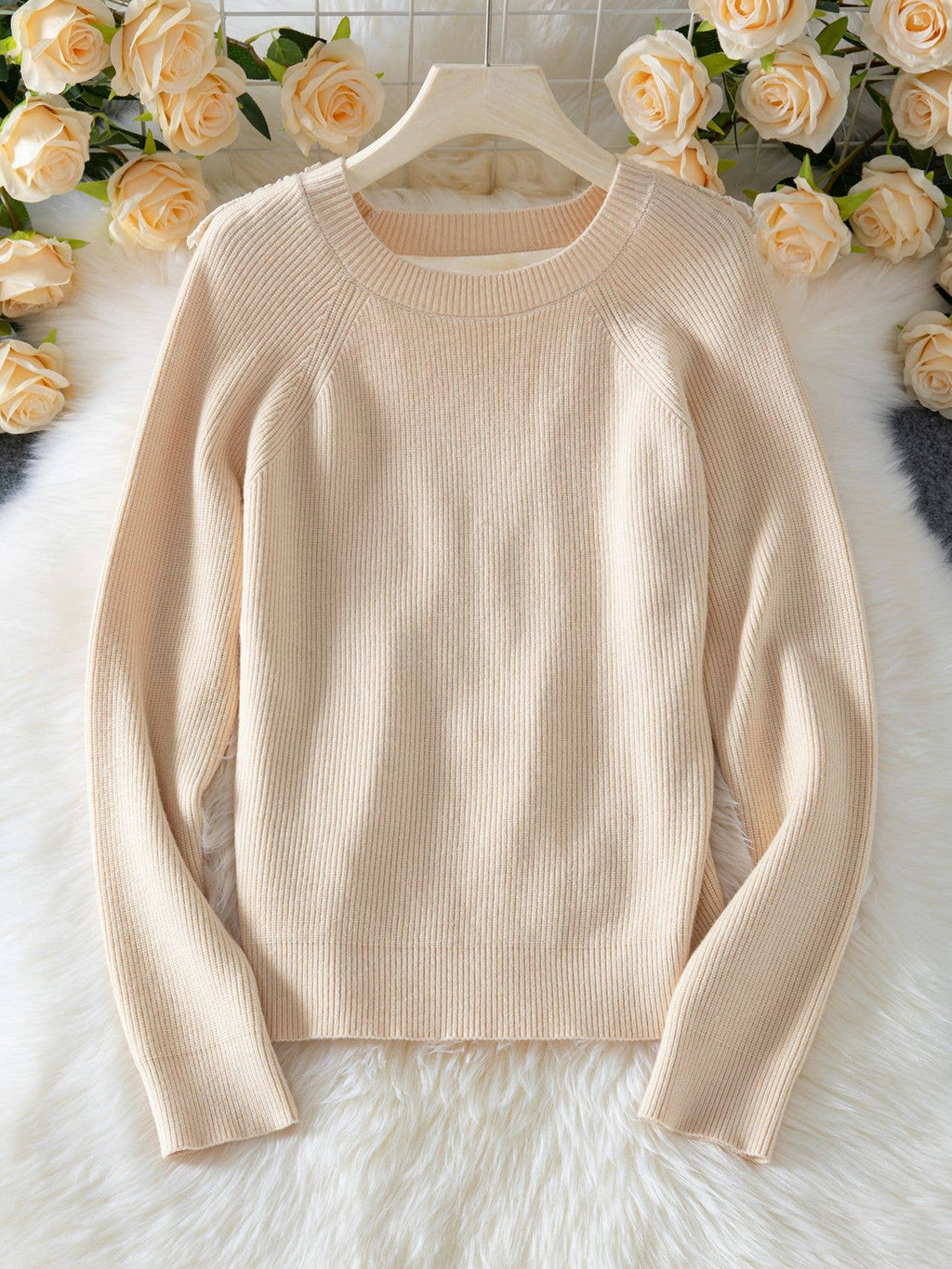 Lace Backless Knit Sweater Top: Beige / Missy / L