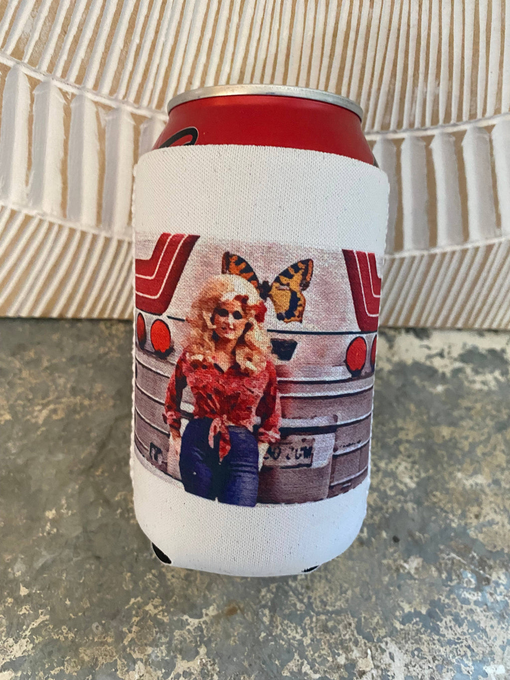 Dolly on the Road Neoprene Can Sleeve: No Packaging. Just Product.
