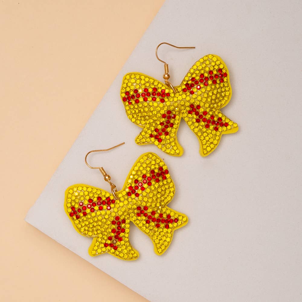 Sporty Bow Earrings: Baseball