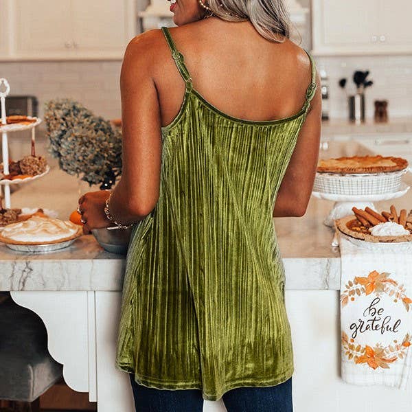 Multicolor Lace Casual Versatile Camisole Top: Green / M
