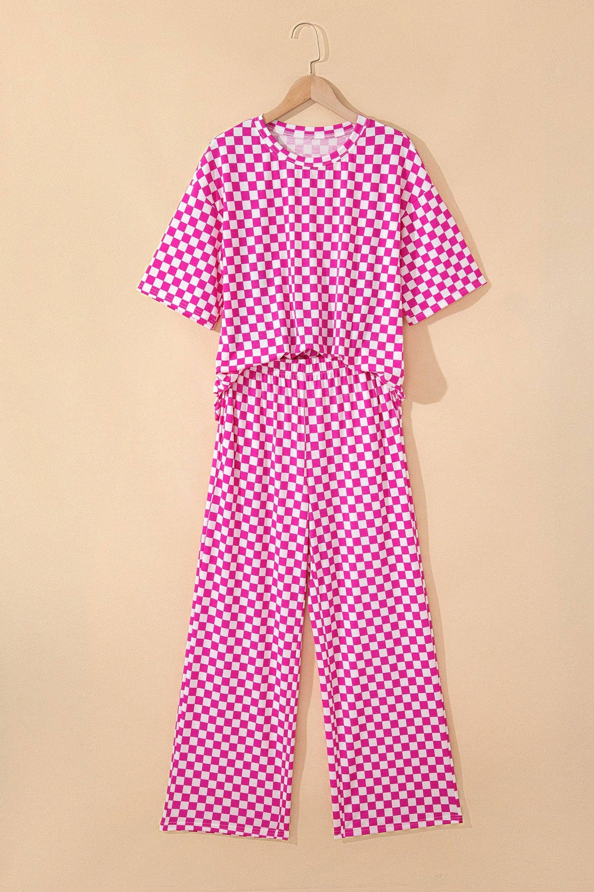 OMG! Checker Short Sleeve Tee and Pants Set: Black / Small etc