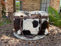 Weekender Duffle Leather Hair On Cowhide Duffel Travel Bag: Brown +White Cowhide
