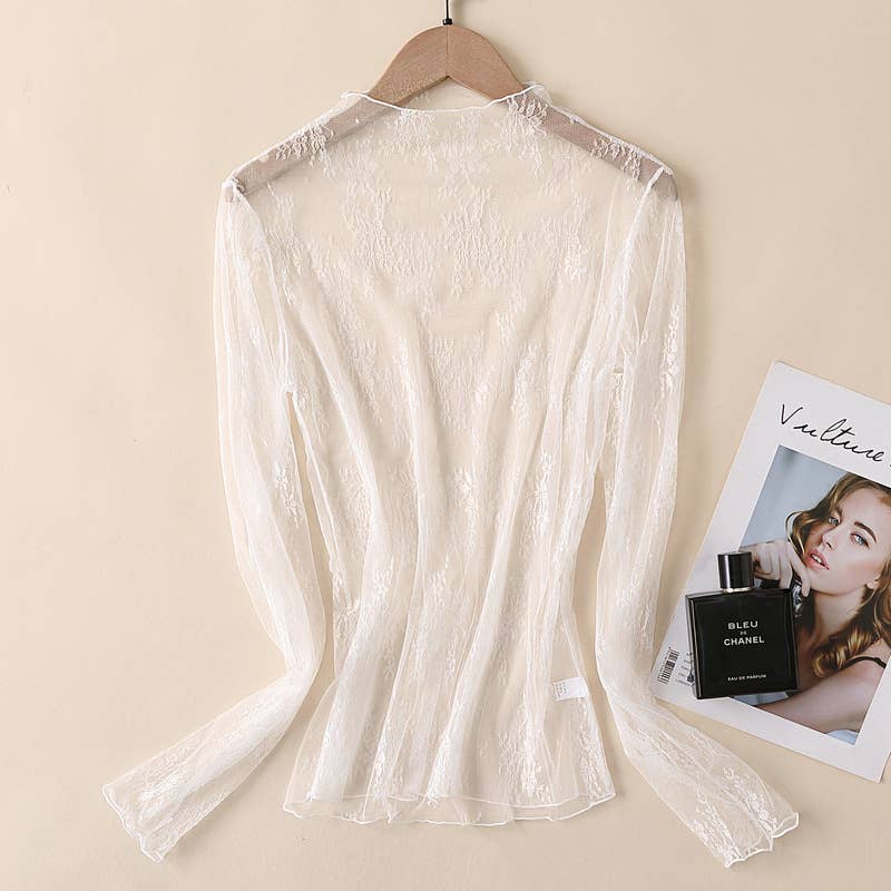 Lace Mesh Top: Rust / Missy / S