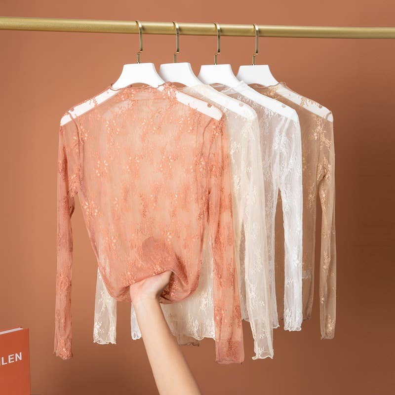 Lace Mesh Top: Rust / Missy / S