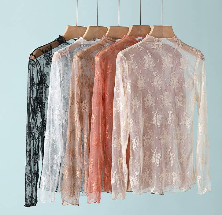 Lace Mesh Top: Coffee / Missy / L