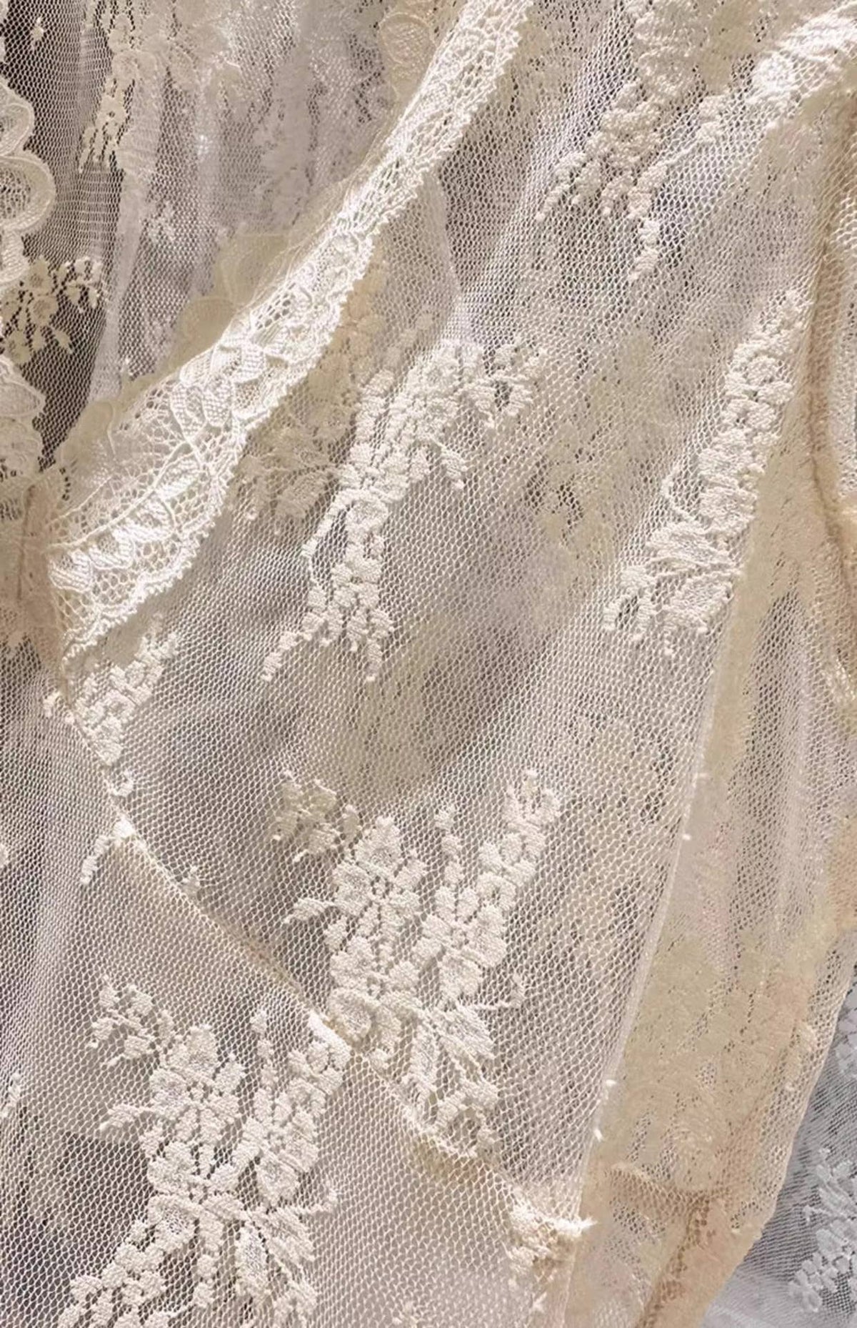 Floral Lace Sheer Mesh V-Neck Fitted Layered Tank Top: Beige / S/M