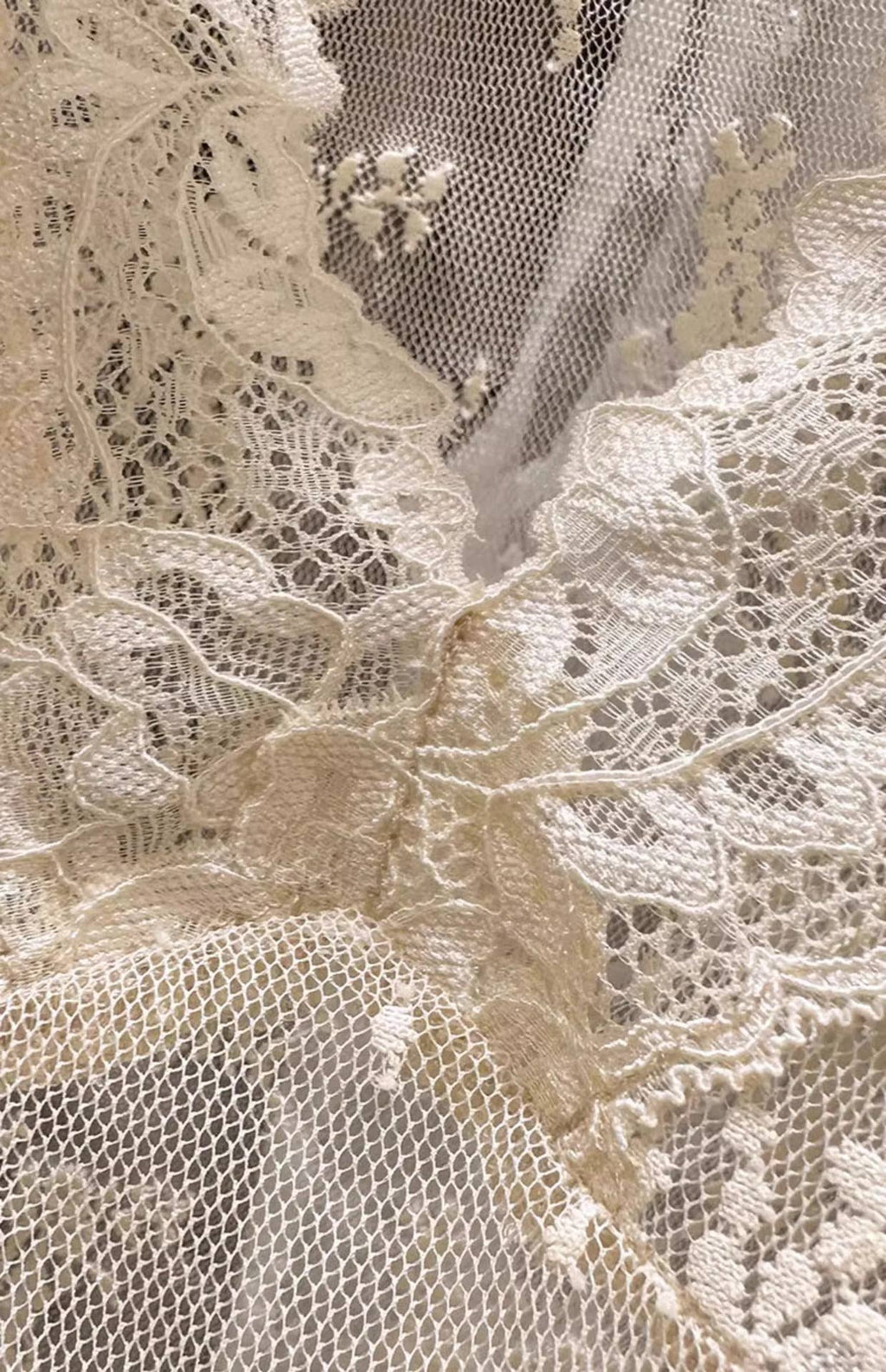 Floral Lace Sheer Mesh V-Neck Fitted Layered Tank Top: Beige / S/M