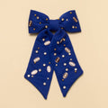 Football Charm Crystal Pearl Embellished Bow Barrette : Blue