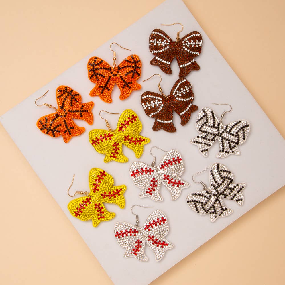 Sporty Bow Earrings: Baseball