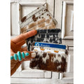 Western Cowhide Credit Card Holder - Money holder: TAN + WHITE COWHIDE