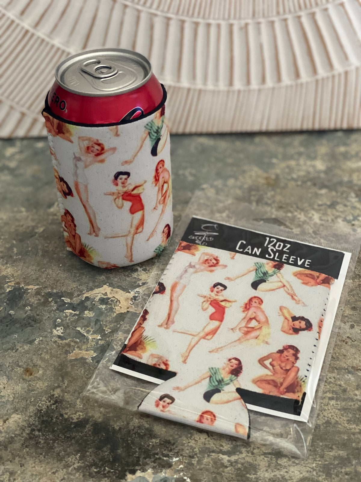 "Pin Up" Neoprene Can Sleeve: No Packaging. Just Product.