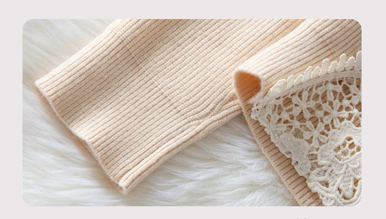 Lace Backless Knit Sweater Top: Beige / Missy / L