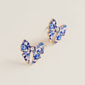 Ceramic Bow Enamel Casting Flower Pattern Earrings: Blue / ONE