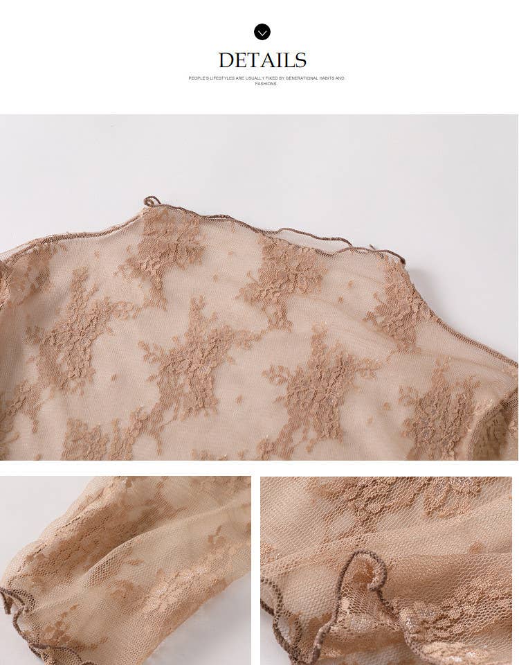 Lace Mesh Top: Coffee / Missy / L