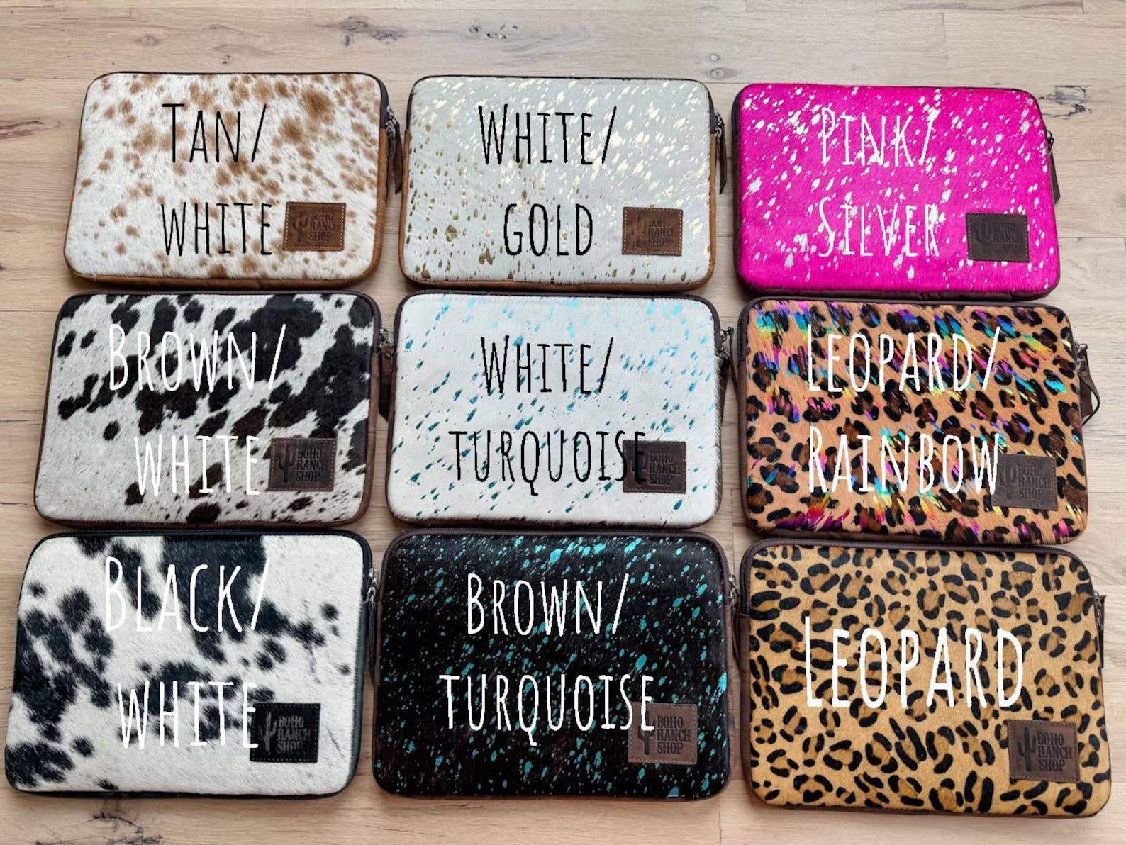 Cowhide Laptop Computer Tech Sleeve Pouch - Leather Back: TAN - LARGE