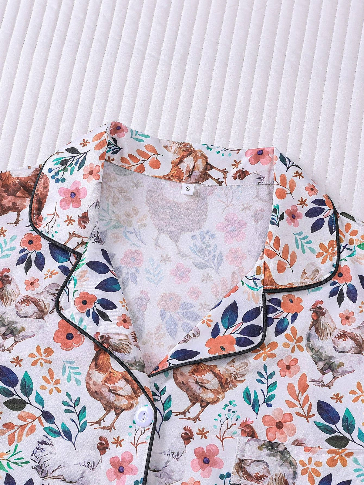 Western Cute Chick Floral Print Short Pajama Set: Color_2 / L