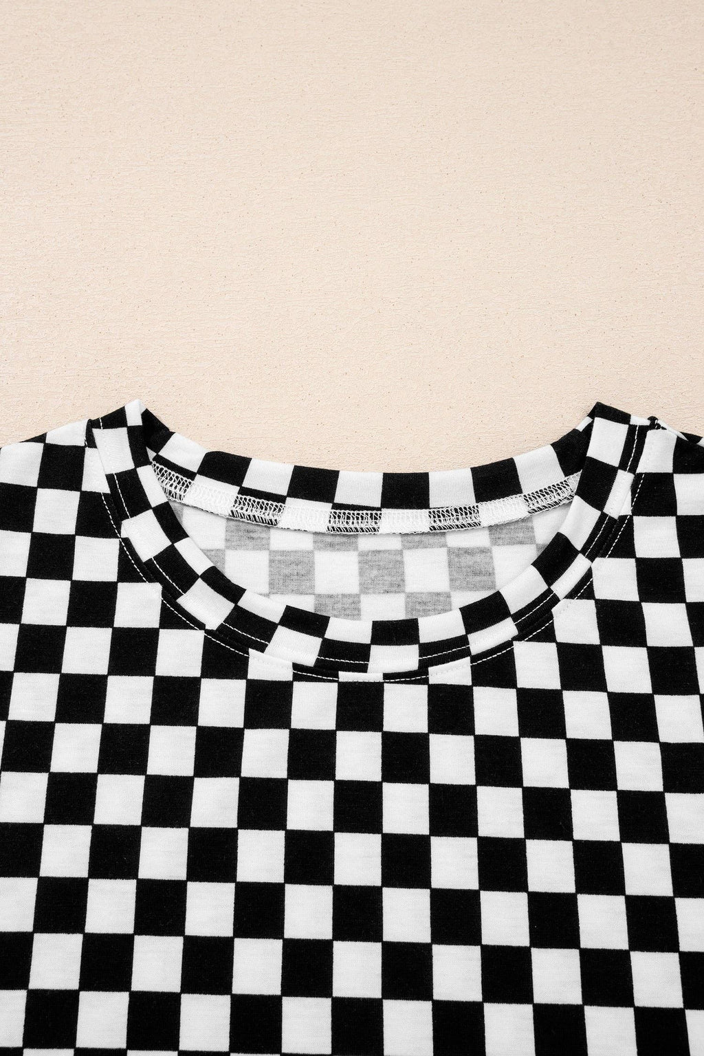 OMG! Checker Short Sleeve Tee and Pants Set: Black / Small etc