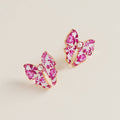 Ceramic Bow Enamel Casting Flower Pattern Earrings: Pink / ONE