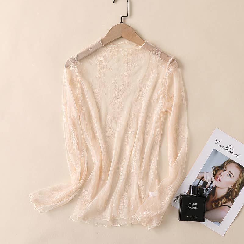 Lace Mesh Top: Rust / Missy / S