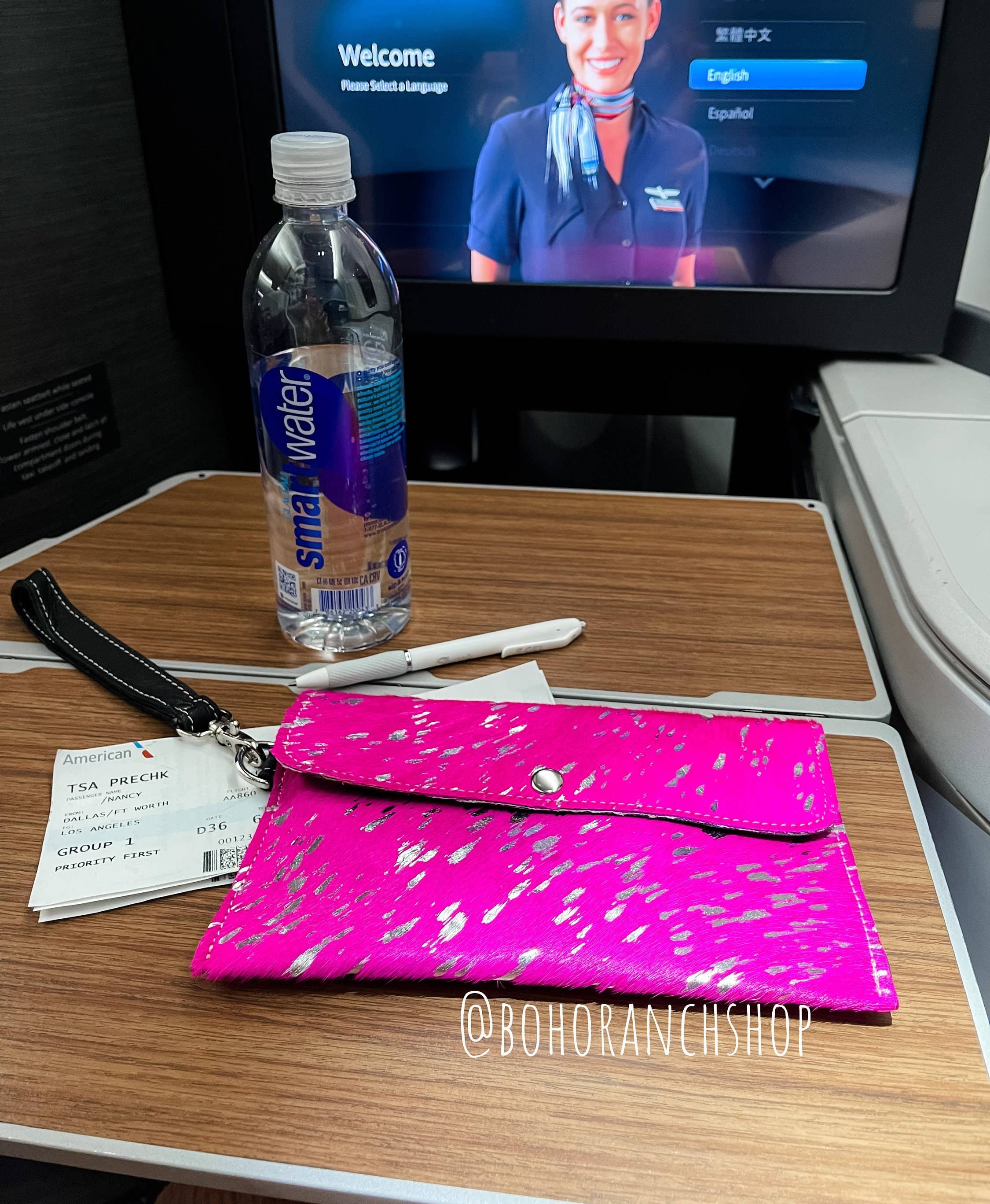 Cowhide Wristlet Wallet Western Genuine HairOn Cowhide Bag: PINK + SILVER SPECS