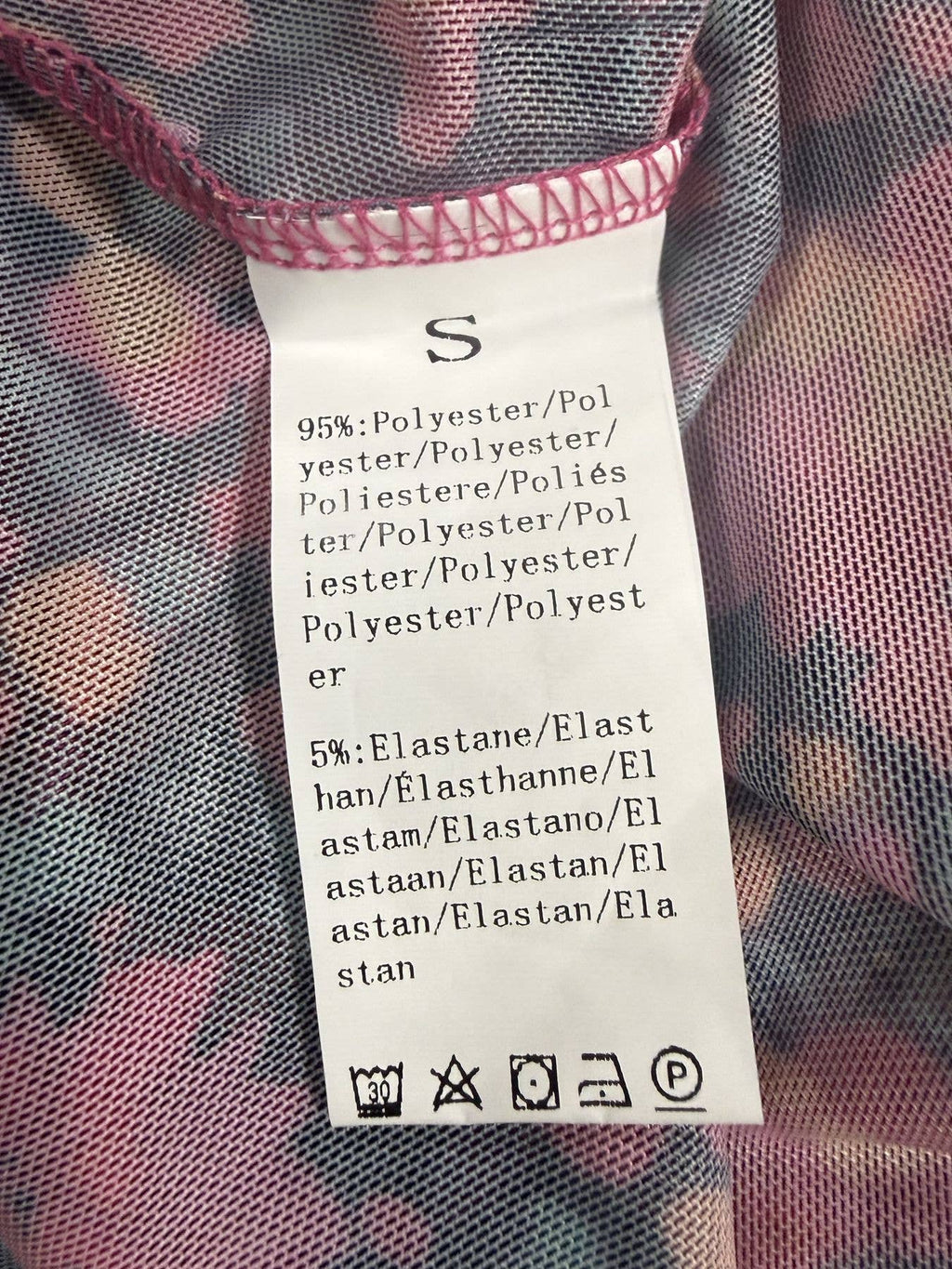 Printed Mesh Long Sleeve Slim Fit Top: Hot Pink / Missy / S